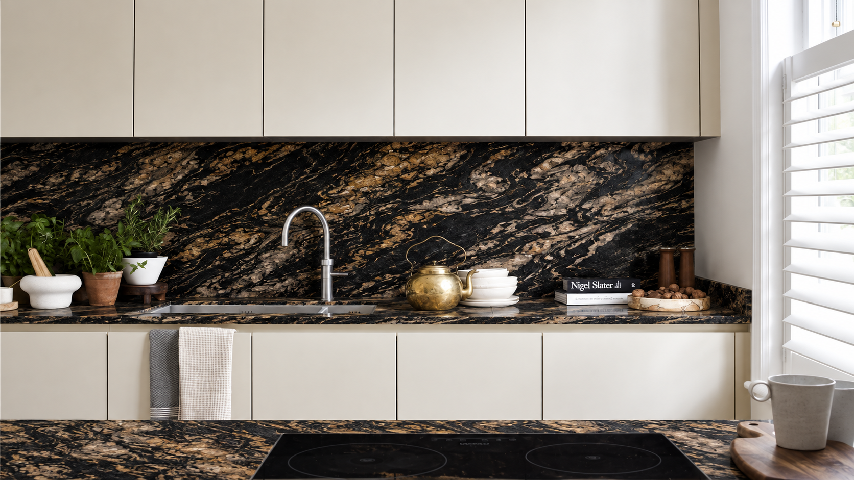 Valor Collective kitchen with Titanium Original worktop and backsplash