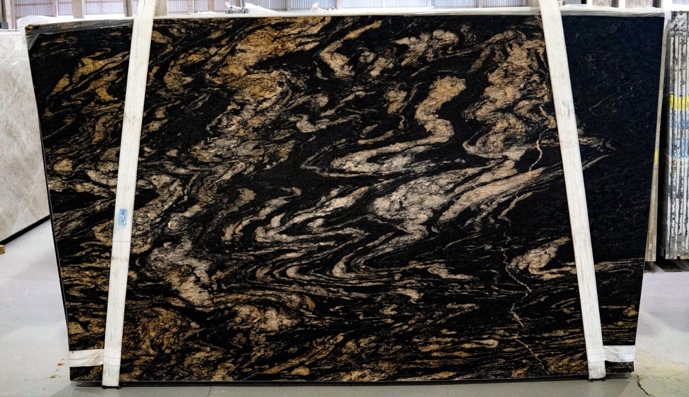 Titanium Original granite slab, leather finish, Brazilian natural stone